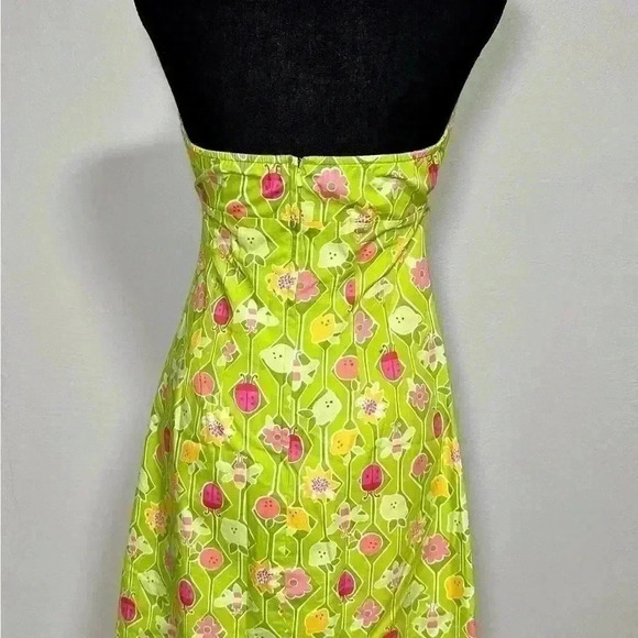 Lilly Pulitzer Green Floral Ladybug Bird Halter Dress Size 6 - Picture 5 of 6